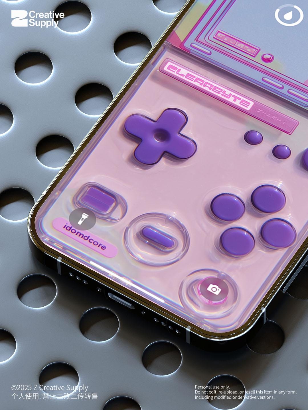 Retro Purple Gameboy Phone Wallpaper | Vaporwave Pastel Dreamy Aesthetic Y2K Lock Screen | Transparent Realistic Futurism Gamer Background