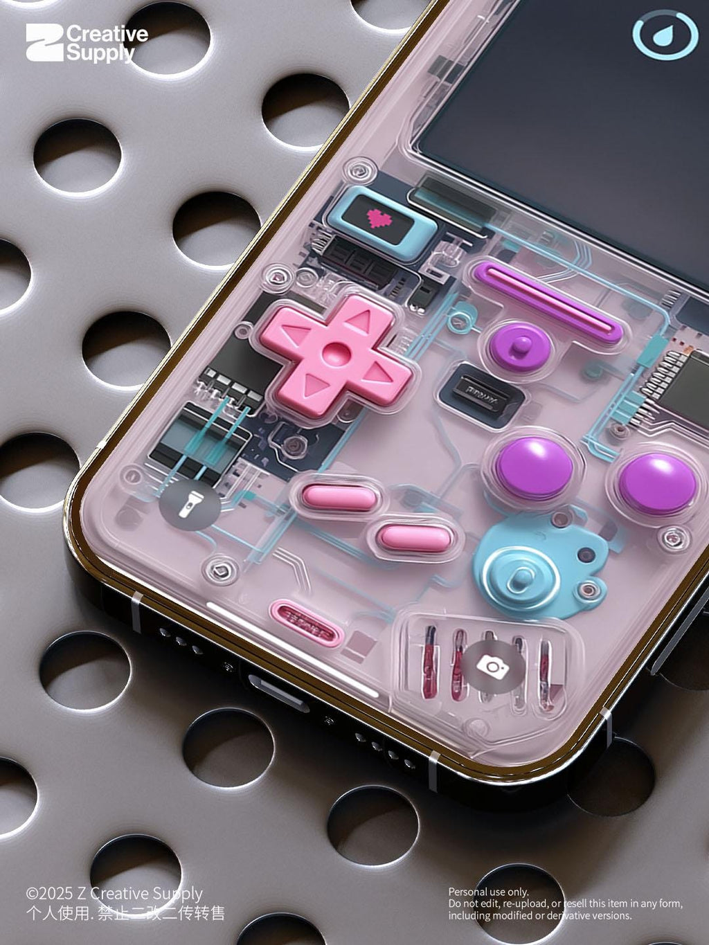 Pink purple retro Gameboy Phone Wallpaper Ultra-Realistic Transparent Y2k Digital Art for Phone screen | Pastel  gamer aesthetics