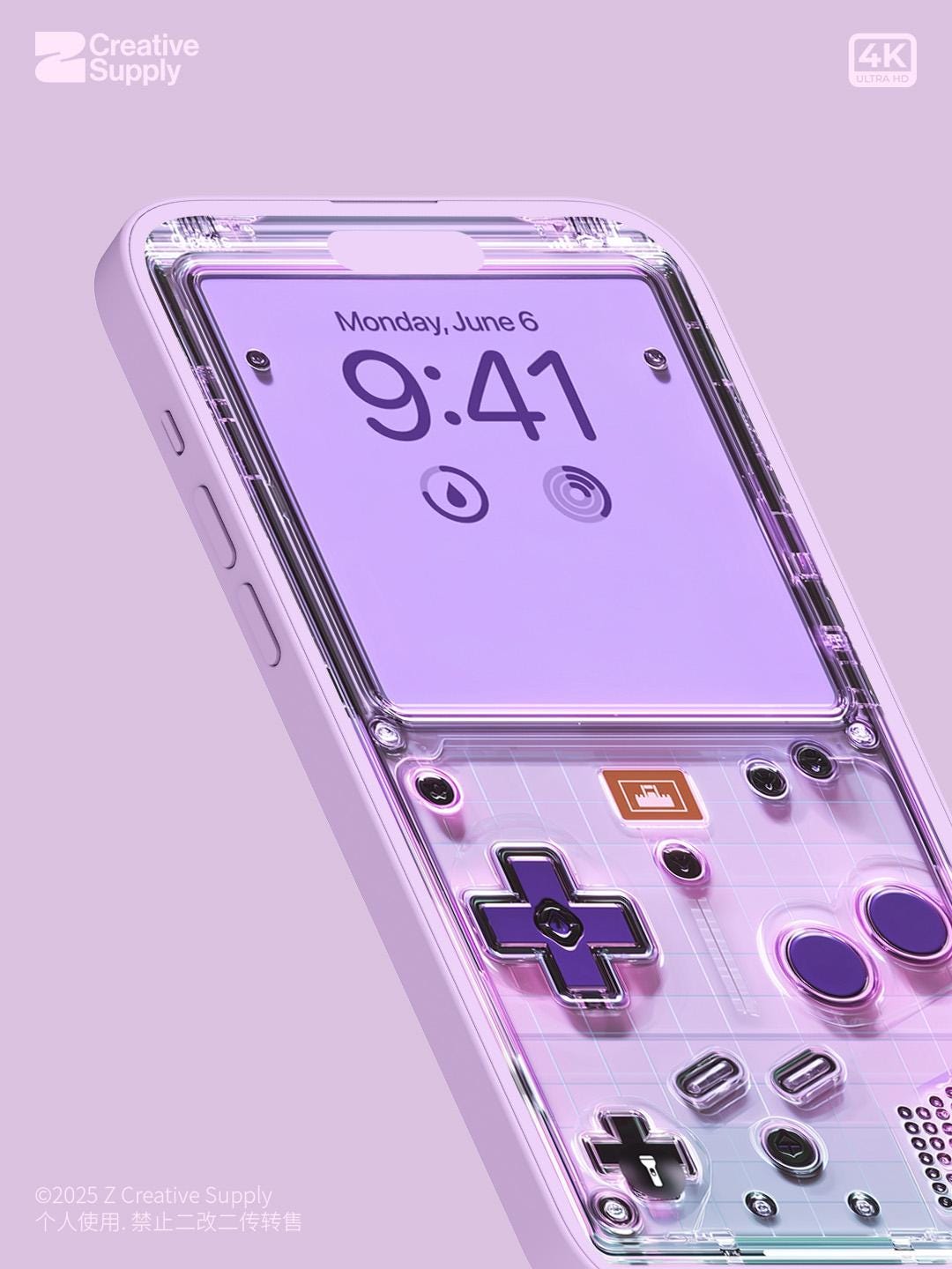 Purple Retro game console iPhone Wallpaper Transparent gaming device Digital Art lock screen  Pastel cute nostalgic gamer aesthetics