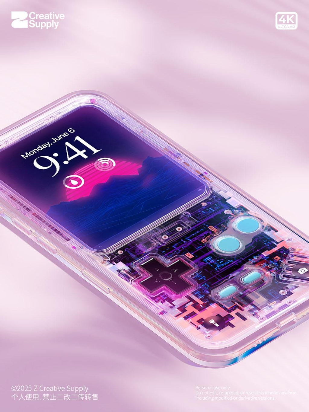 Purple Retro game console Wallpaper – Vaporwave transparent Digital Art for Phone screen | Pastel cute nostalgic Lo fi gamer aesthetics
