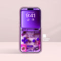 Purple Retro game console iPhone Wallpaper Ultra-Realistic transparent Digital Art for lock screen | Pastel  cute nostalgic gamer aesthetics