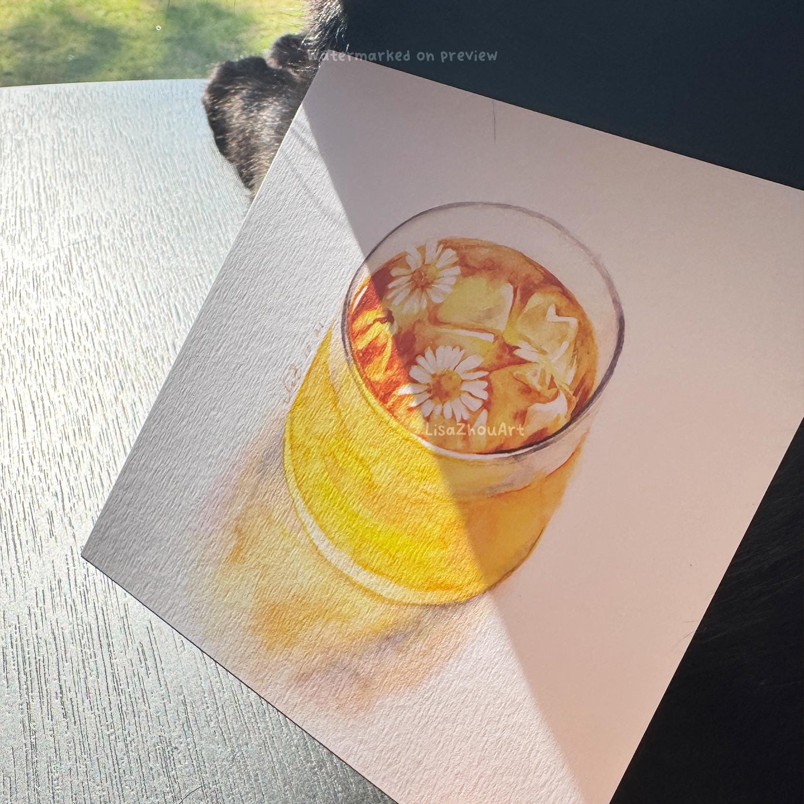 Chamomile Tea Watercolour Art Print 12x12cm