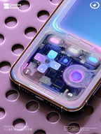 Iridescent Gradient Game console Wallpaper| Transparent Pink Purple Blue Dreamy Retro Digital Art for Phone screen | Pastel gamer aesthetics