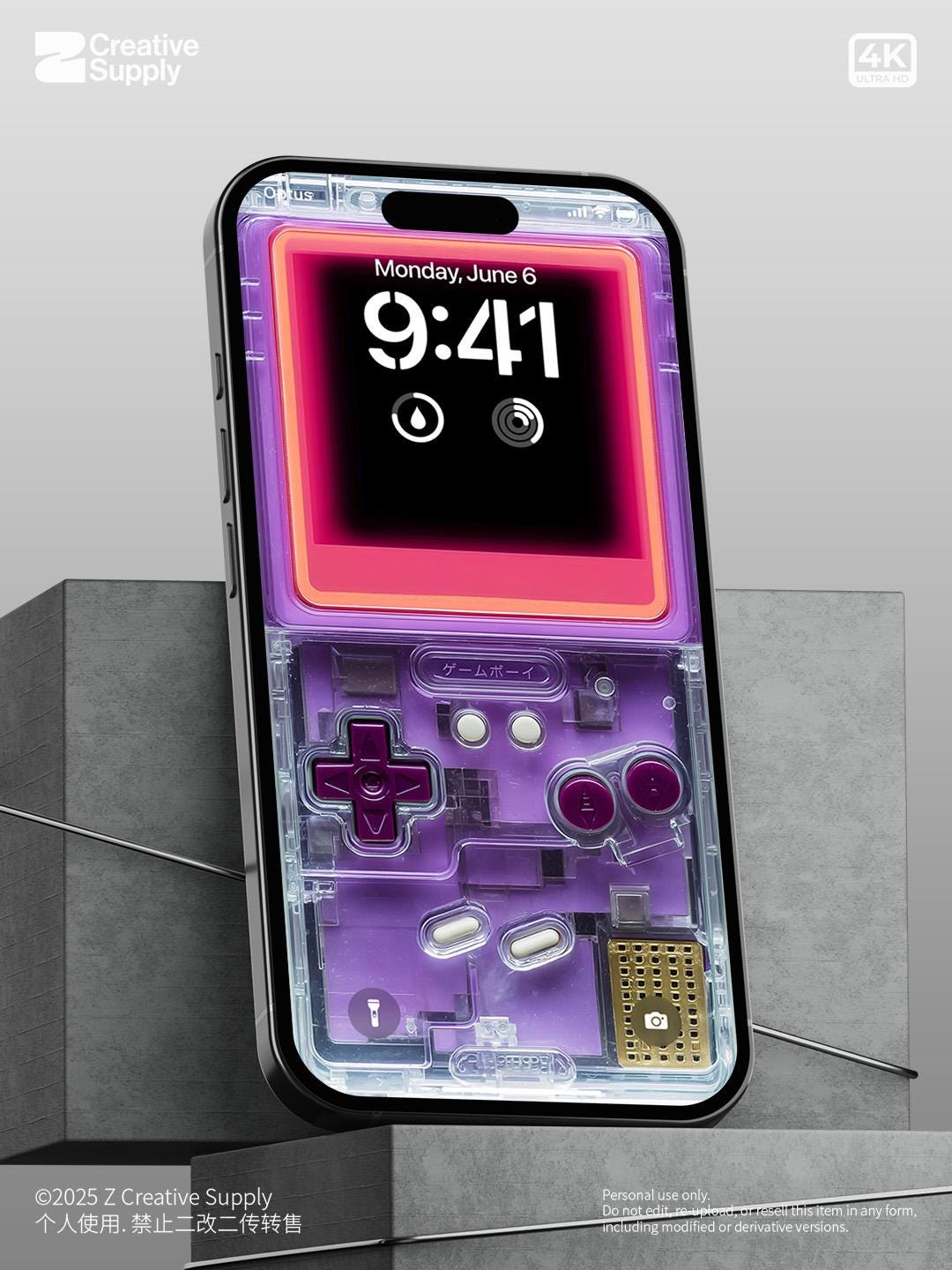 Purple Retro Transparent Game console Wallpaper Realistic Transparent gaming device Lock Screen Digital Art Pastel Y2k aesthetics Background