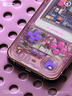 Pink Retro Gameboy Phone Wallpaper,  Transparent Realistic game console circuit board Digital Art for Lock screen,Pastel y2k aesthetics
