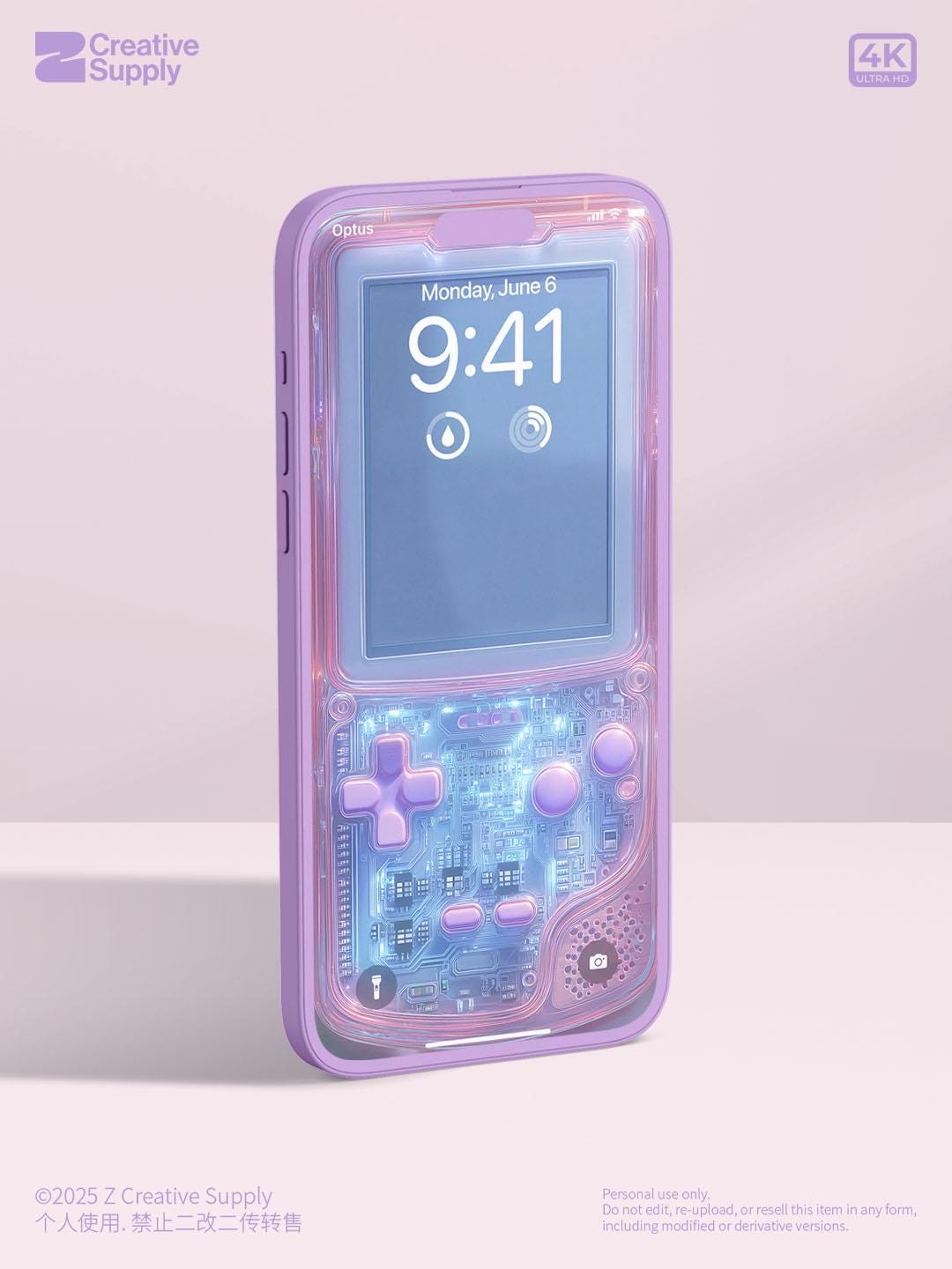 Retro Gameboy Phone Wallpaper: Pink Purple Blue Y2K Aesthetics (Digital Download)