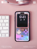 Iridescent Gradient Game console Wallpaper| Transparent Pink Purple Blue Dreamy Retro Digital Art for Phone screen | Pastel gamer aesthetics