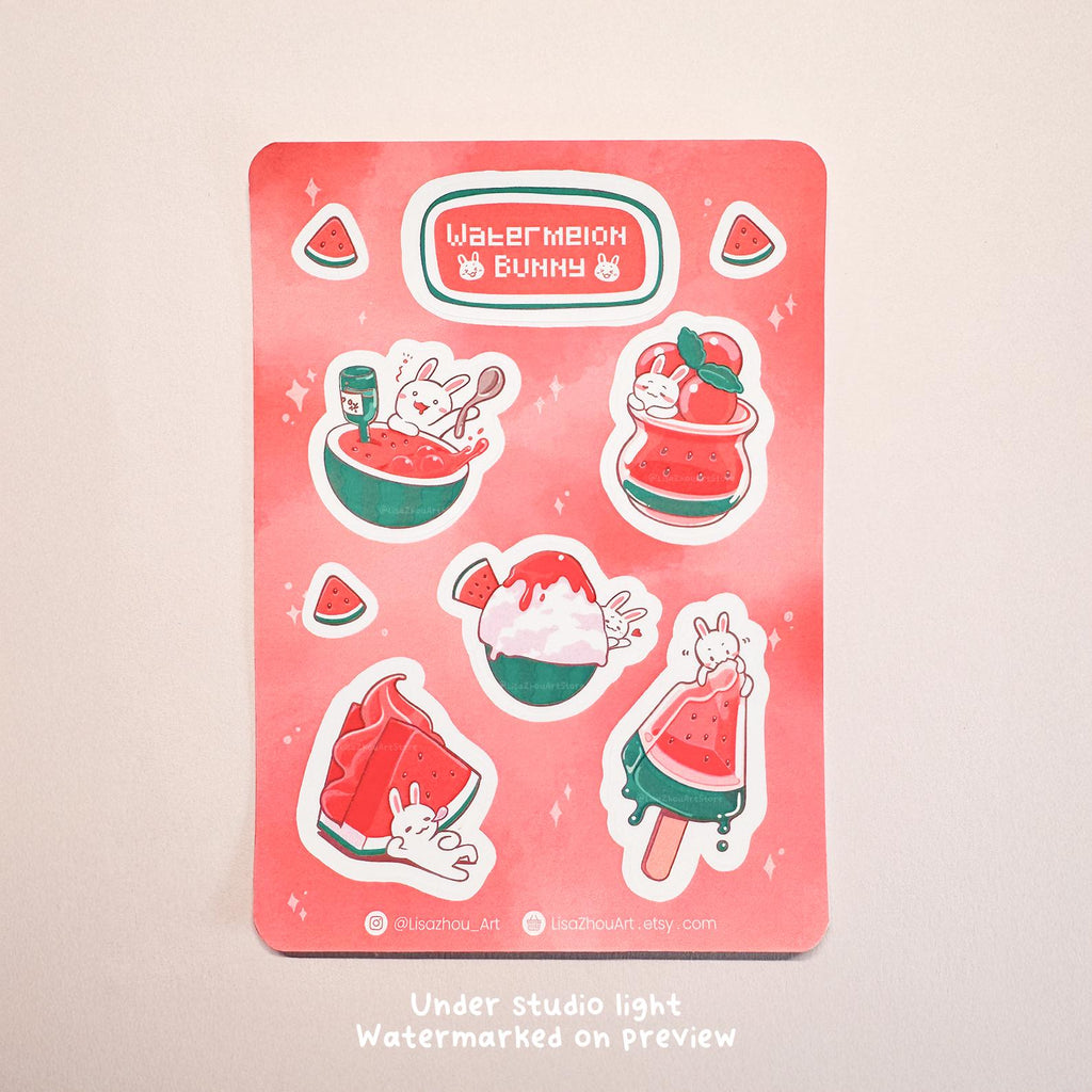 Watermelon Bunny Sticker Sheet