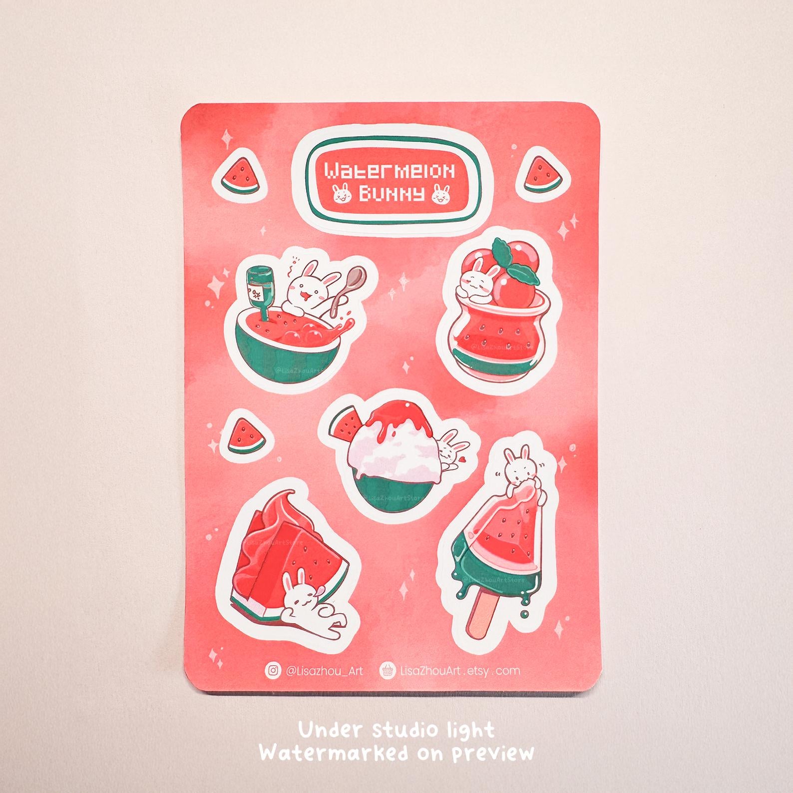 Watermelon Bunny Sticker Sheet