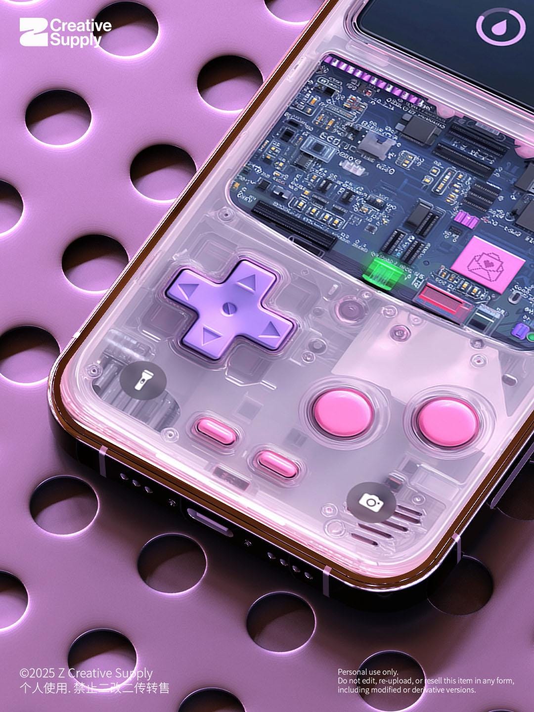 Pastel Gameboy Phone Wallpaper: Retro Circuit Board Art (Digital Download)