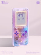 Pink Purple Blue Transparent Gradient Gameboy Wallpaper – Ultra-Realistic Retro Digital Art for Phone screen | Pastel gamer aesthetics