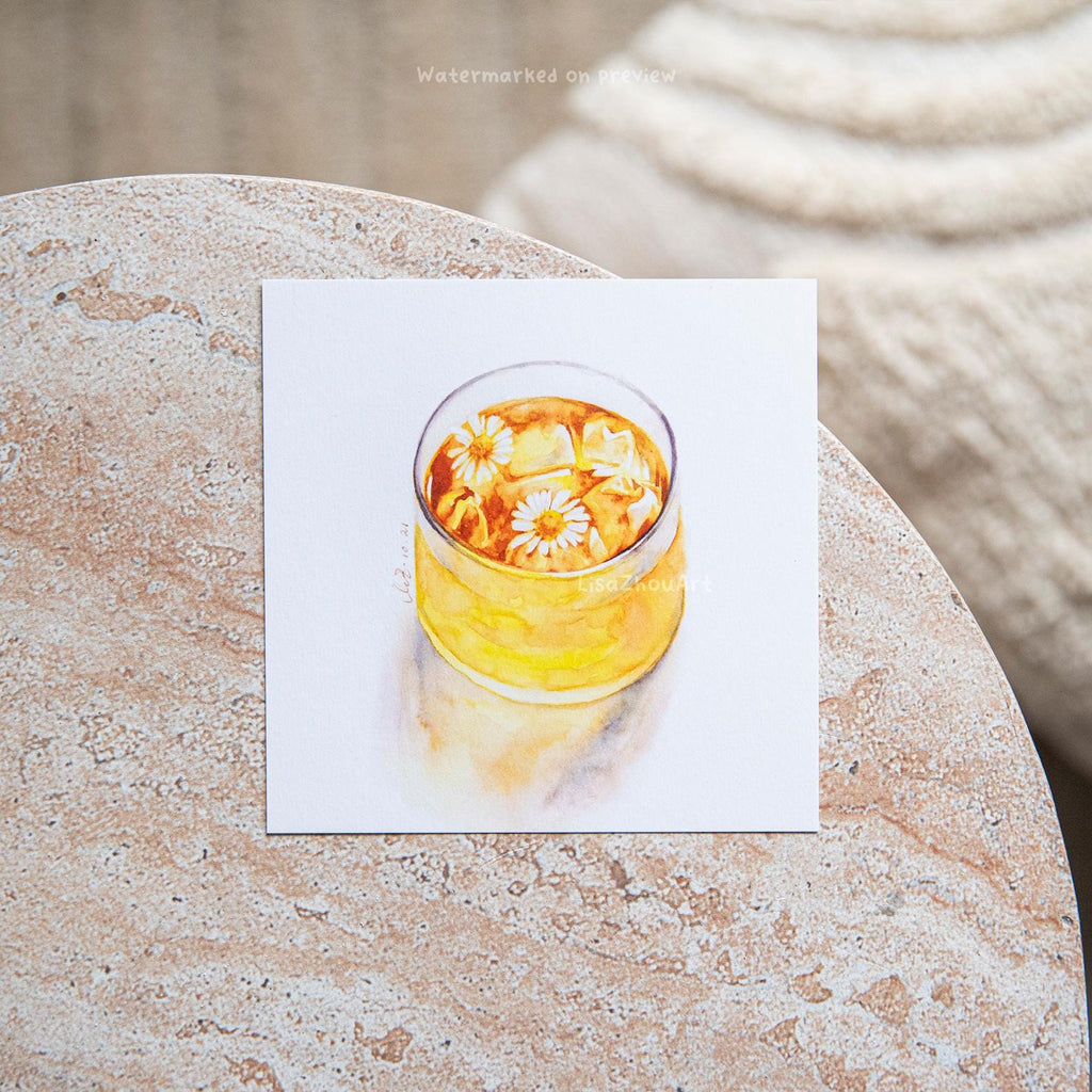 Chamomile Tea Watercolour Art Print 12x12cm