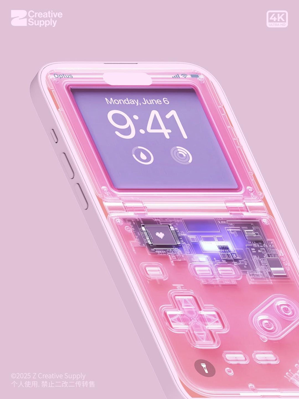 Pink Retro Gameboy console Phone Wallpaper