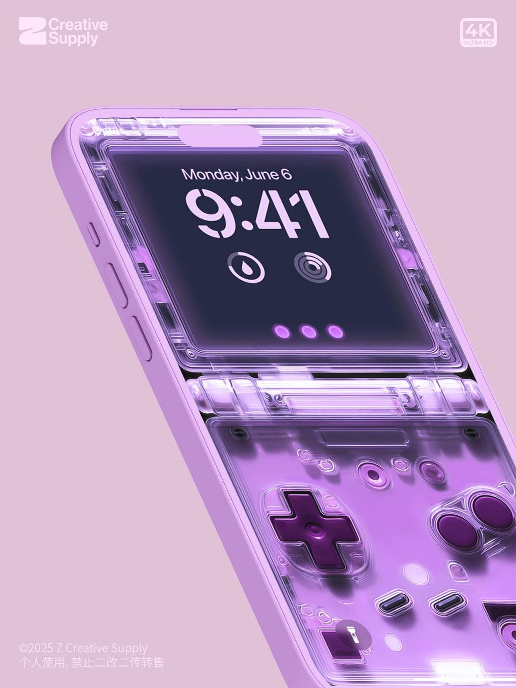 Purple Retro game console iPhone Wallpaper Ultra-Realistic transparent Digital Art for lock screen | Pastel  cute nostalgic gamer aesthetics