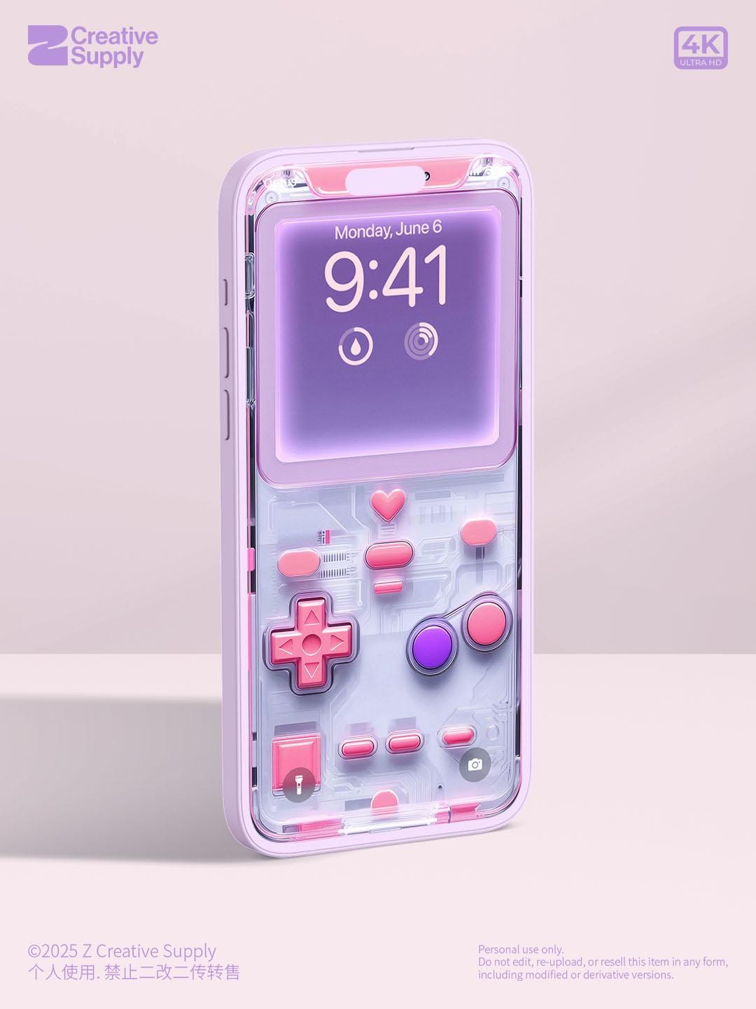 Pink Transparent Gameboy Wallpaper – Ultra-Realistic Retro lock phone screen | Pastel gamer aesthetic digital art