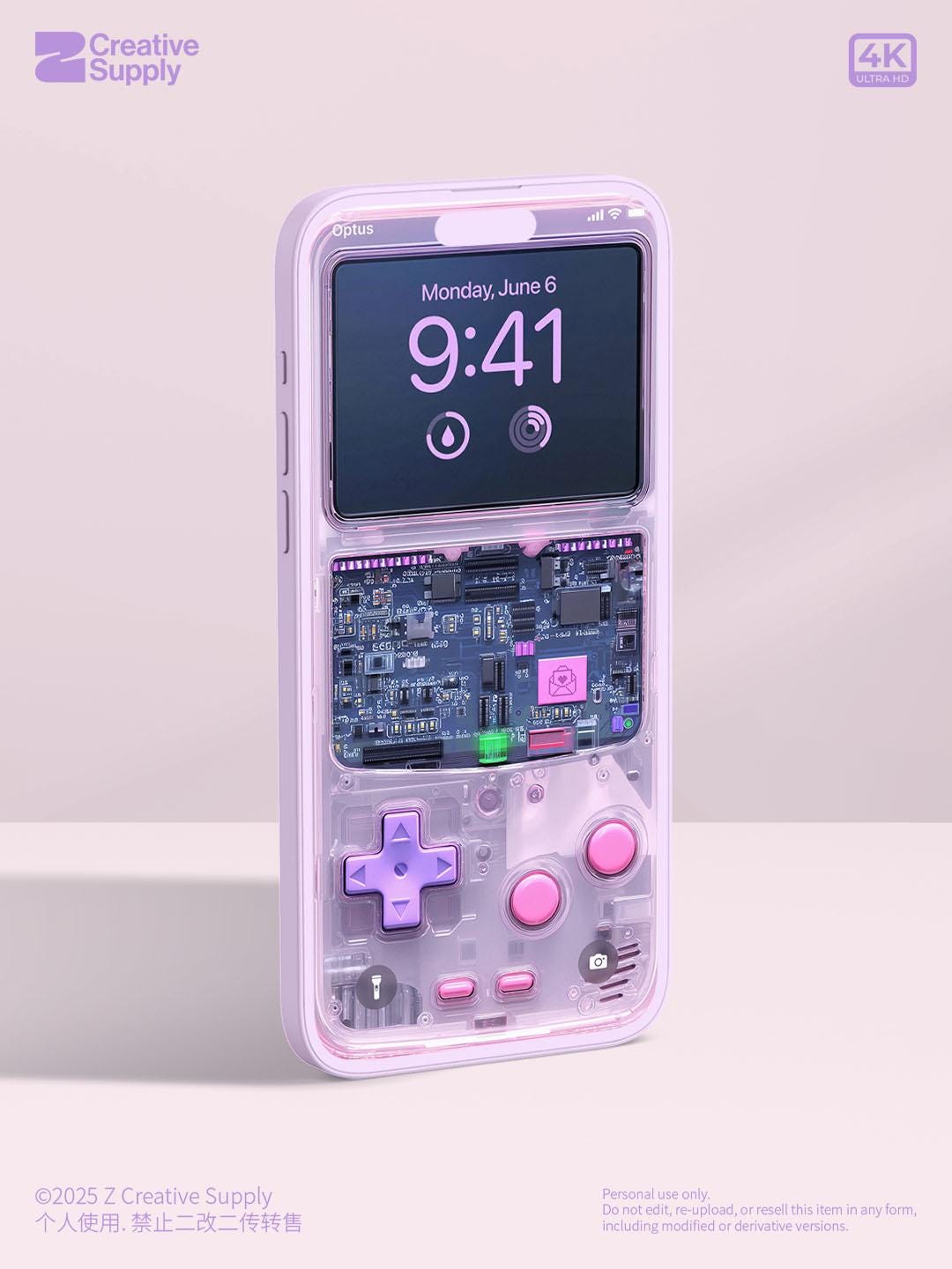 Pastel Gameboy Phone Wallpaper: Retro Circuit Board Art (Digital Download)