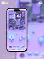 Purple Retro game console Wallpaper Realistic transparent Digital Art for Phone screen Gradient Pastel cute nostalgic gamer aesthetics
