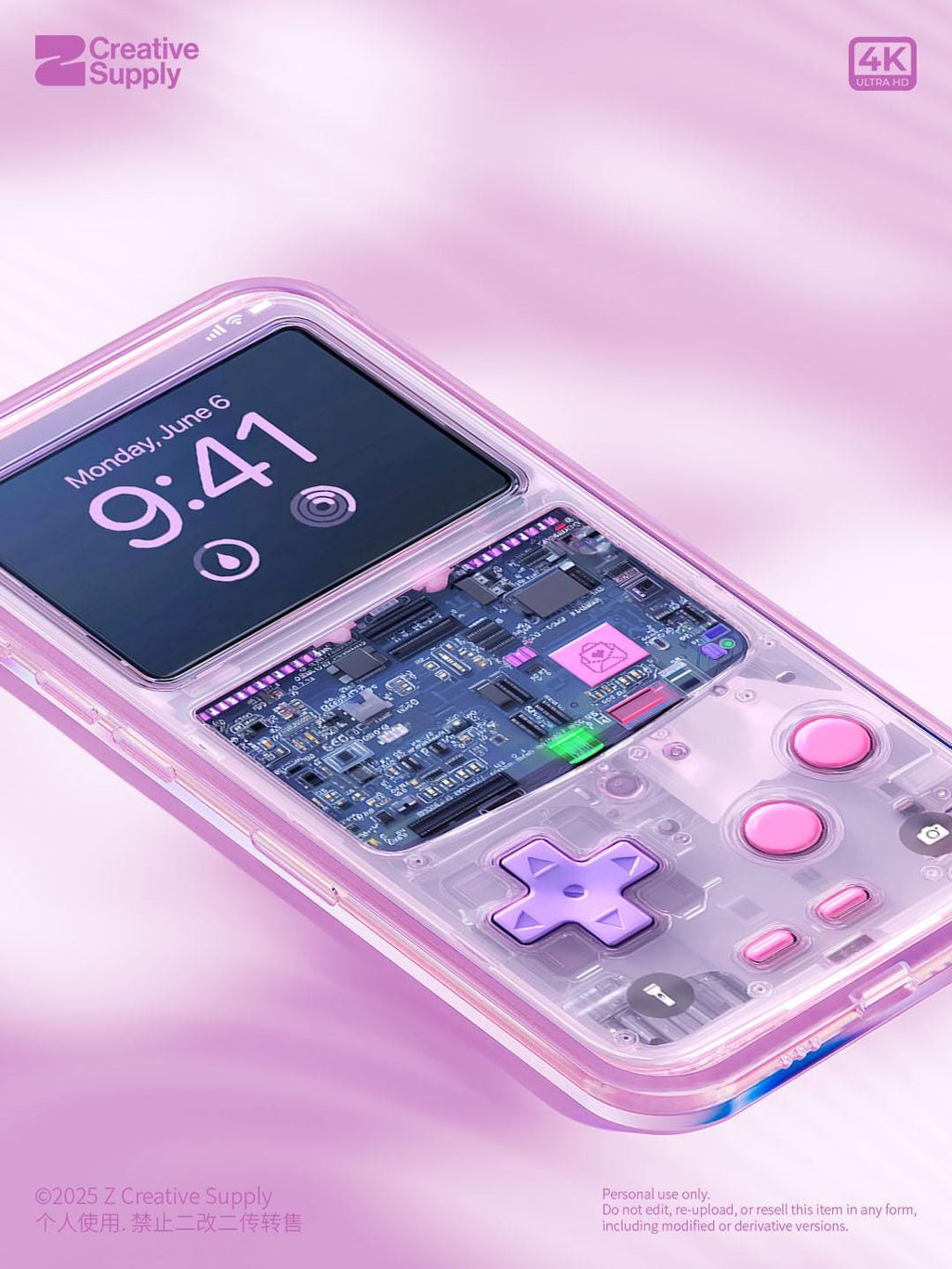 Pastel Gameboy Phone Wallpaper: Retro Circuit Board Art (Digital Download)