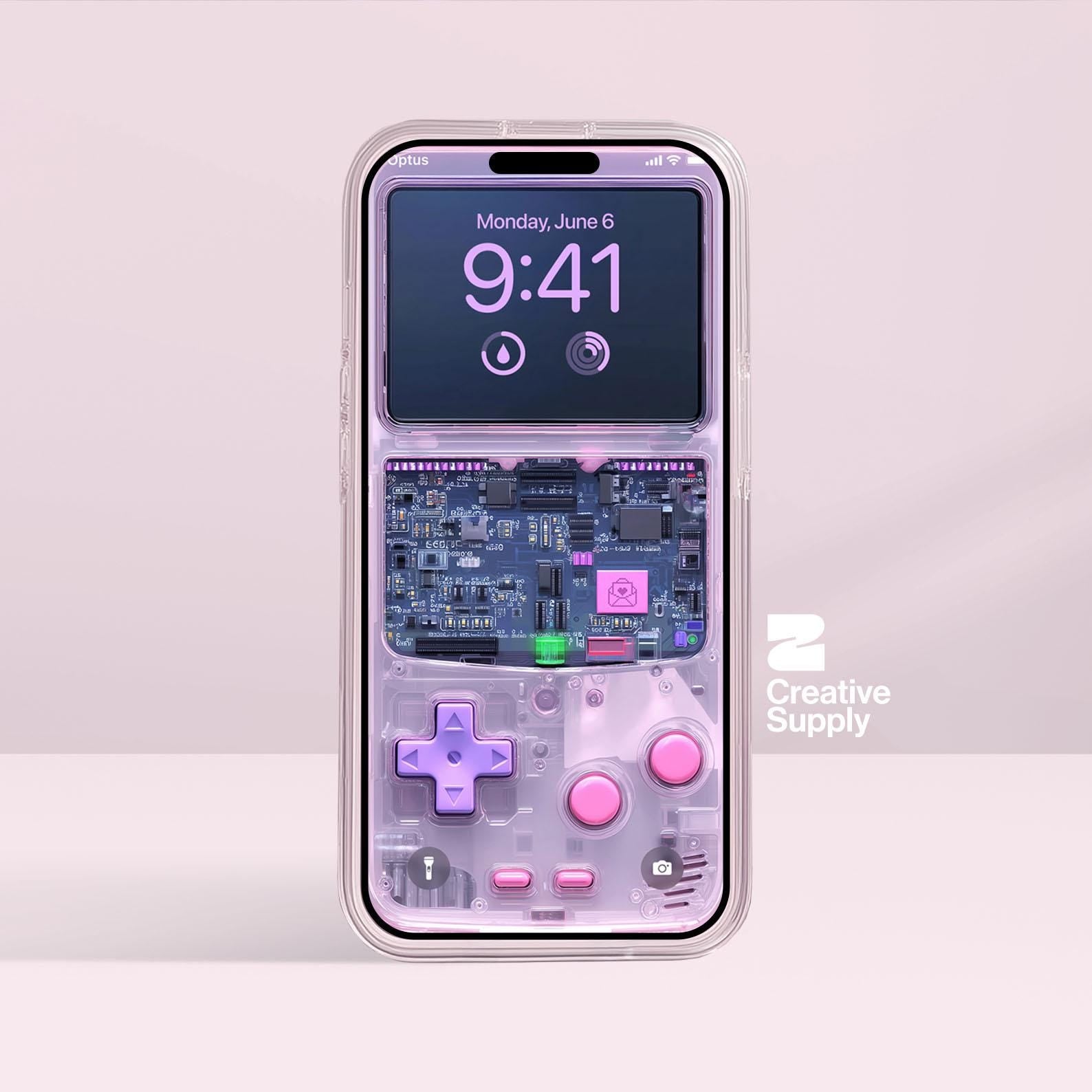 Pastel Gameboy Phone Wallpaper: Retro Circuit Board Art (Digital Download)