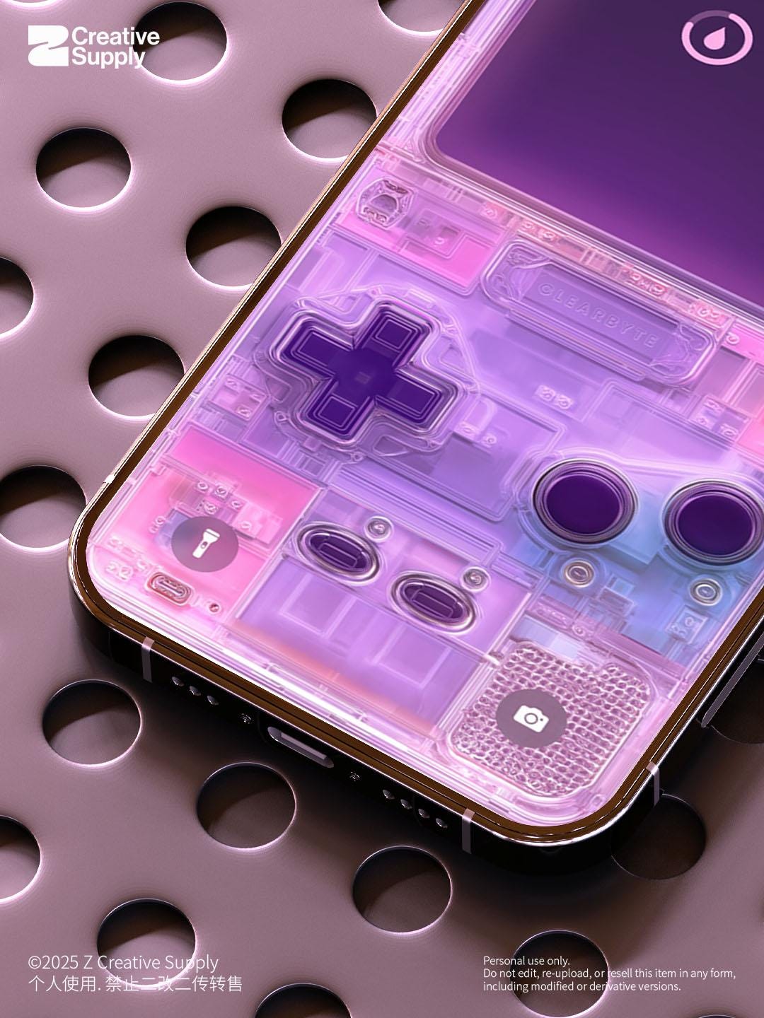 Purple Retro game console Phone Wallpaper