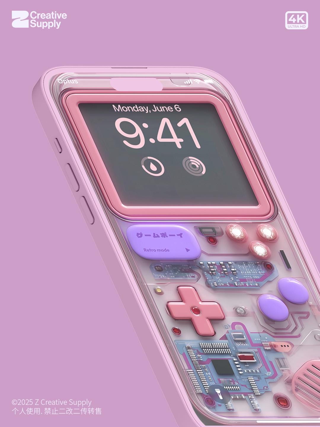 Pastel Gameboy Phone Wallpaper: Retro Circuit Board Art (Digital Download)