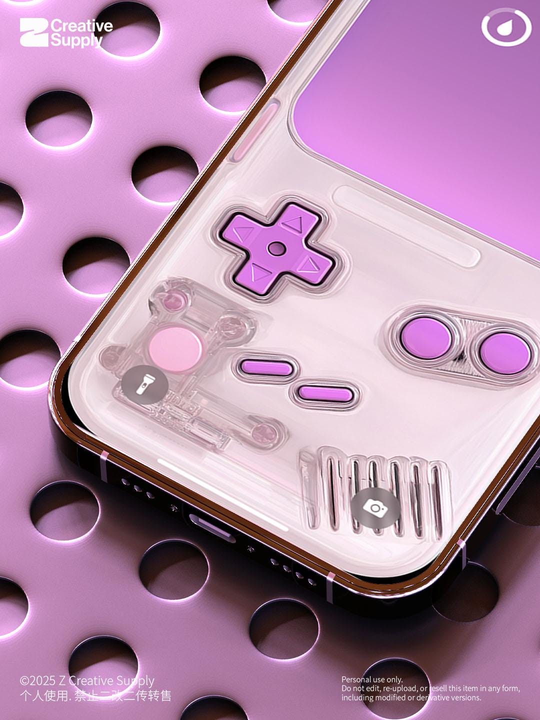 Purple Transparent Gameboy Phone Wallpaper | Minimal Y2K Retro Gamer Lock Screen | Aesthetic Pastel Digital Background
