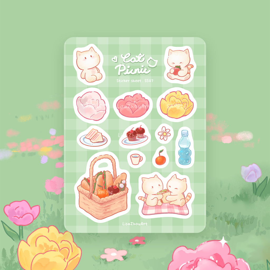 Cat Picnic Sticker Sheet
