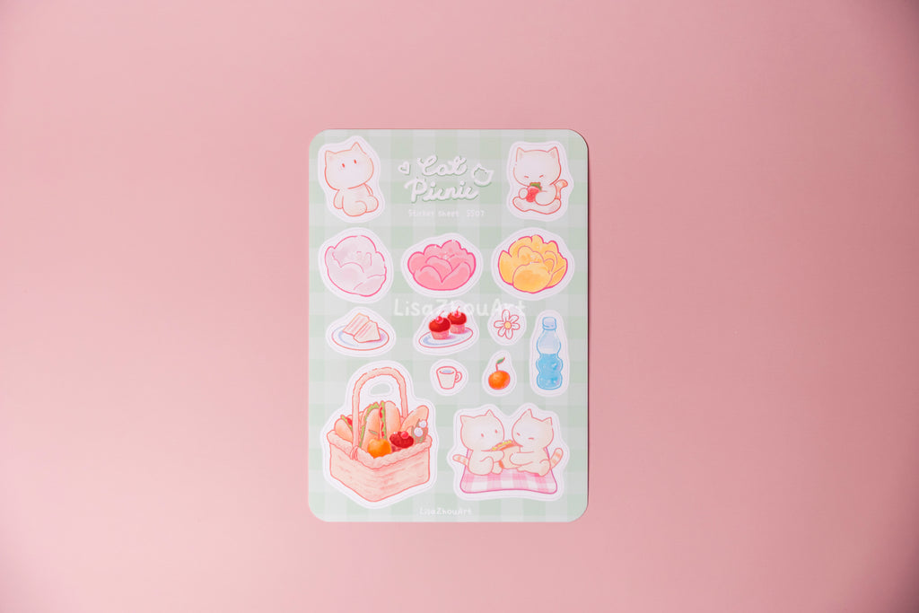 Cat Picnic Sticker Sheet
