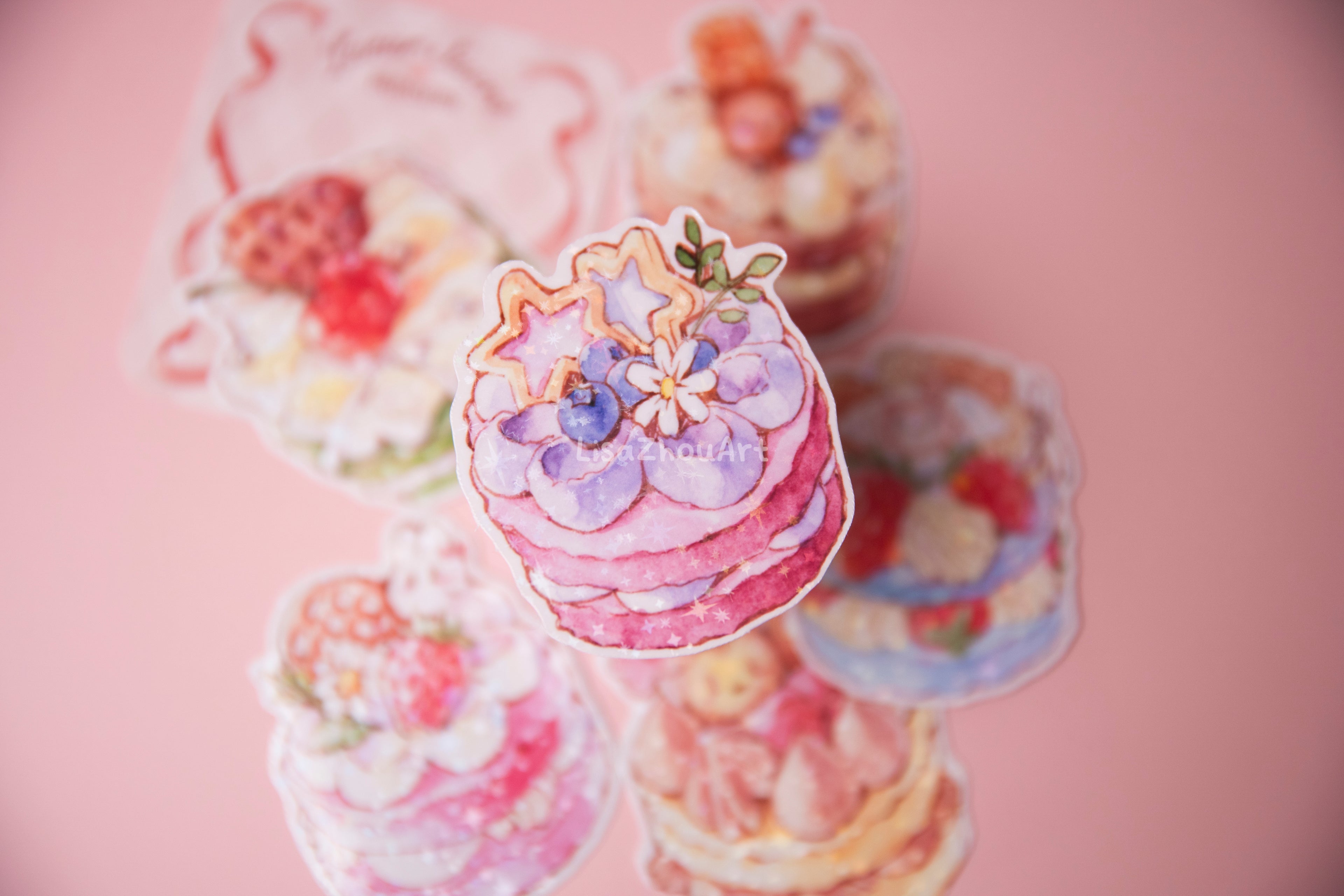 Lueur Sucré Pâtisserie Watercolour Cake Stickers | Set of 6