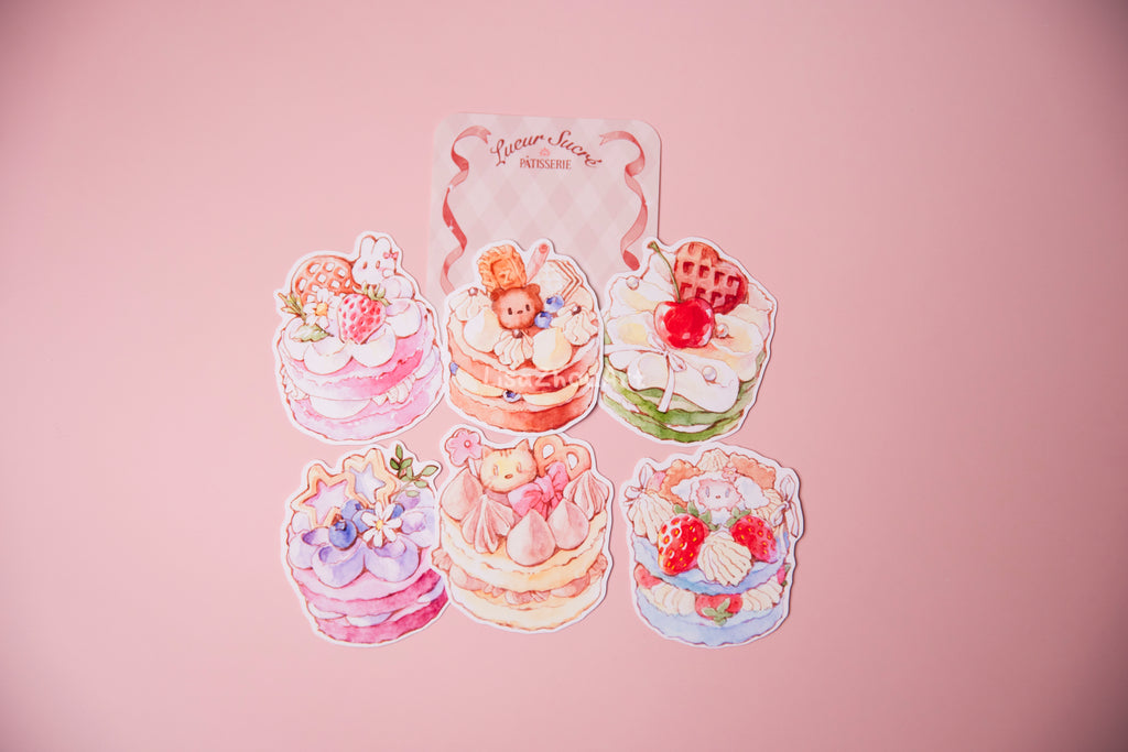 Lueur Sucré Pâtisserie Watercolour Cake Stickers | Set of 6