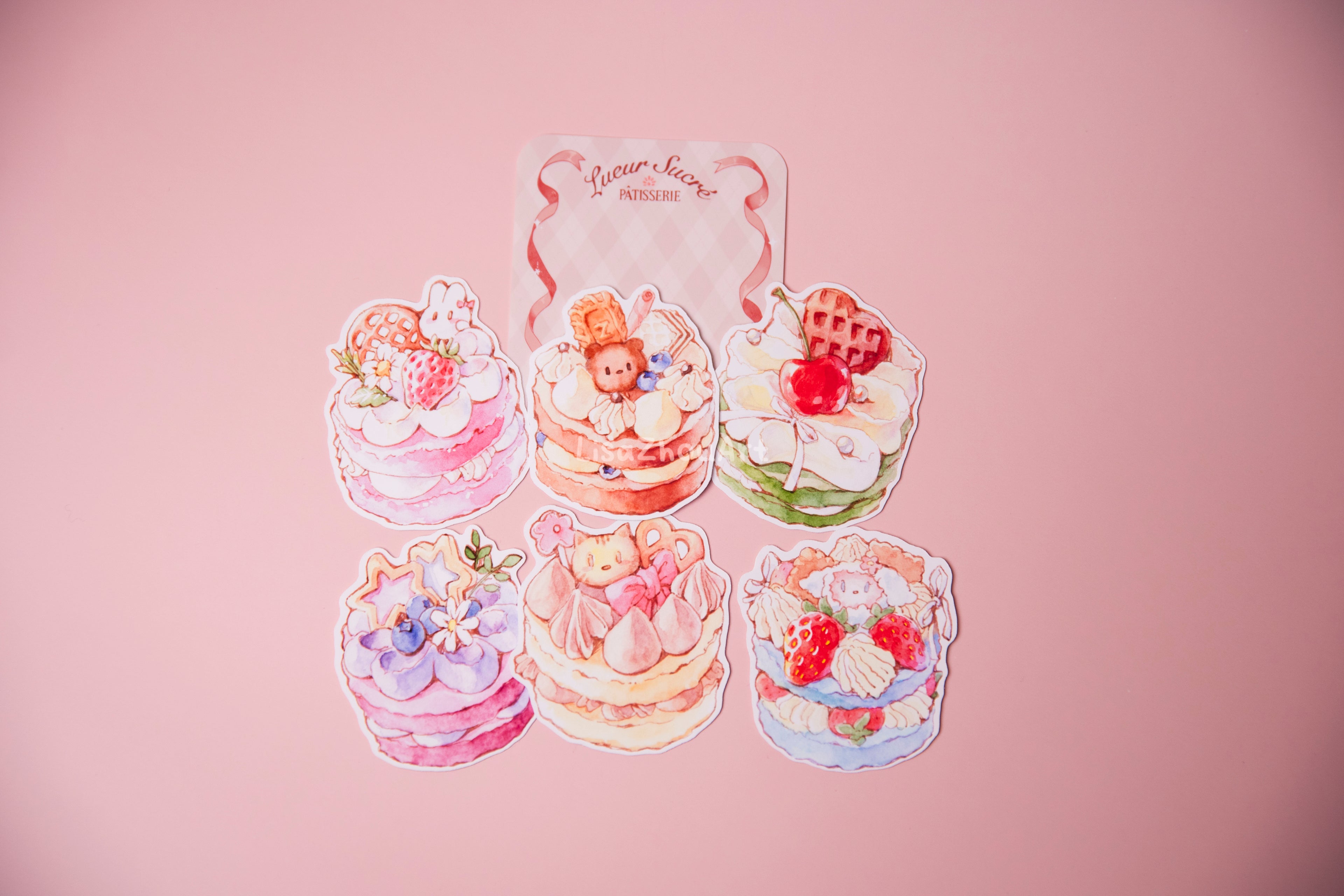 Lueur Sucré Pâtisserie Watercolour Cake Stickers | Set of 6