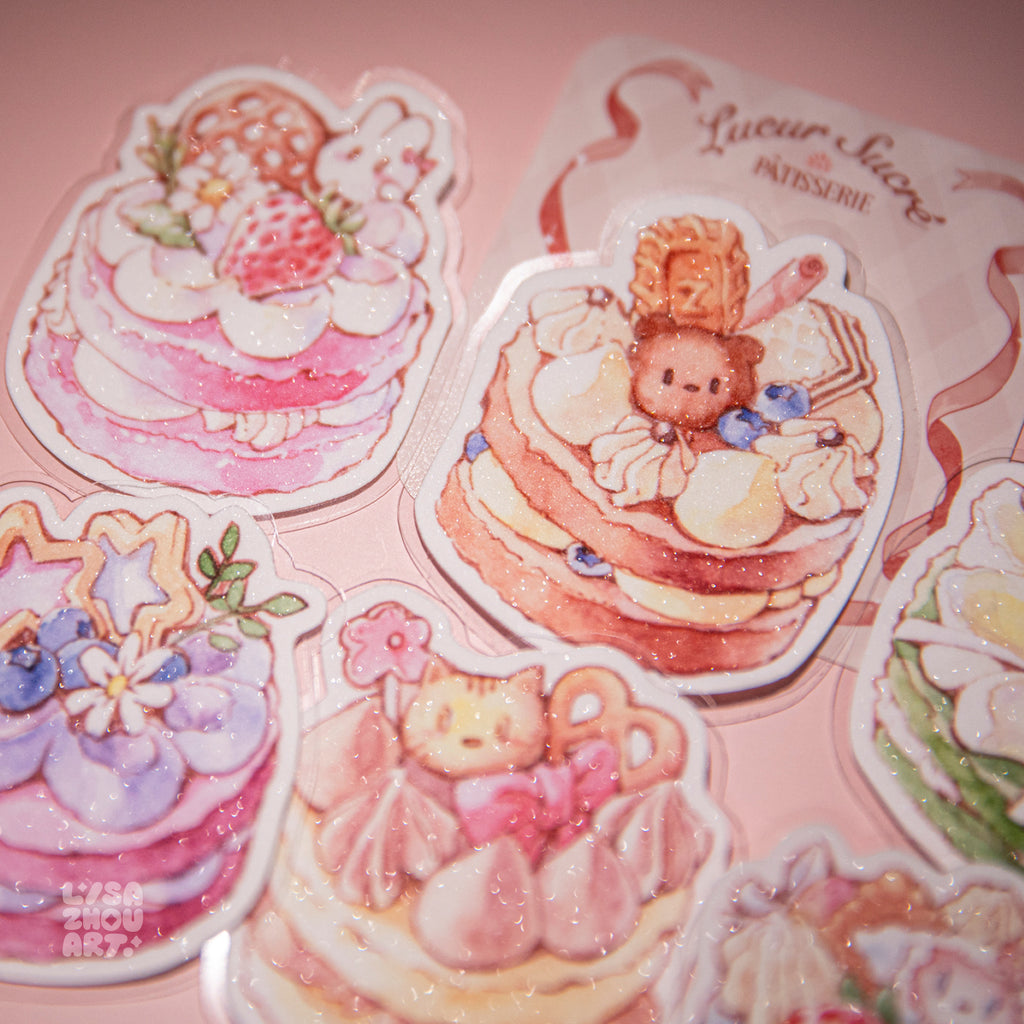 Lueur Sucré Pâtisserie Watercolour Cake Stickers | Set of 6