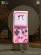 Pink grey fold style retro game console phone wallpaper