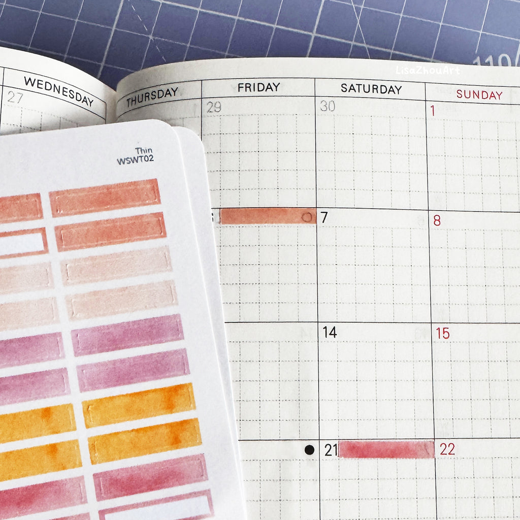 Watercolour Highlight Strips Washi Sticker Sheet