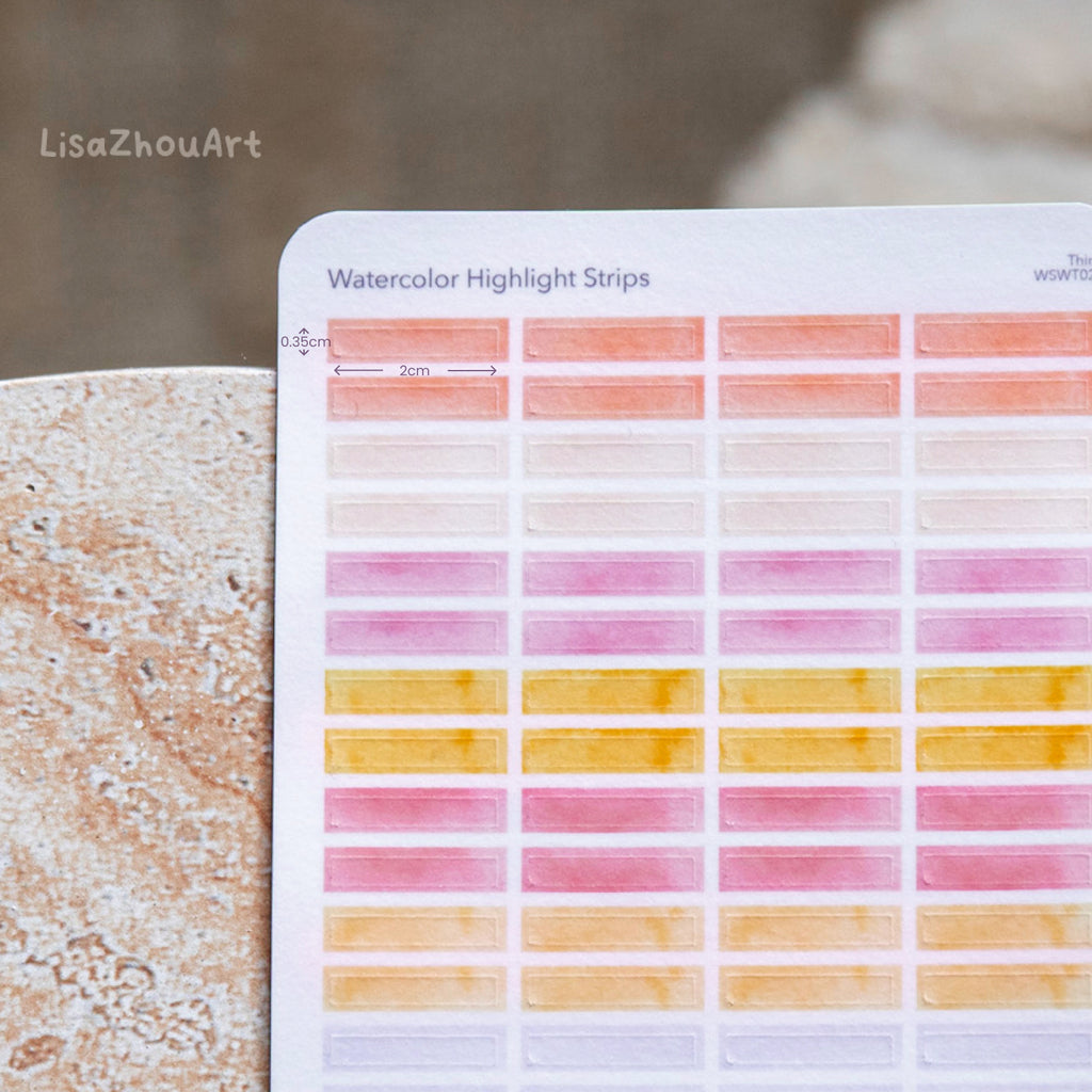 Watercolour Highlight Strips Washi Sticker Sheet