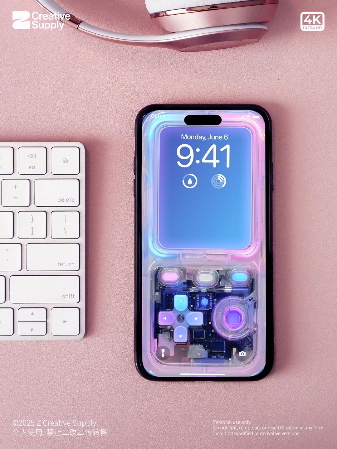 Iridescent Gradient Game console Wallpaper| Transparent Pink Purple Blue Dreamy Retro Digital Art for Phone screen | Pastel gamer aesthetics