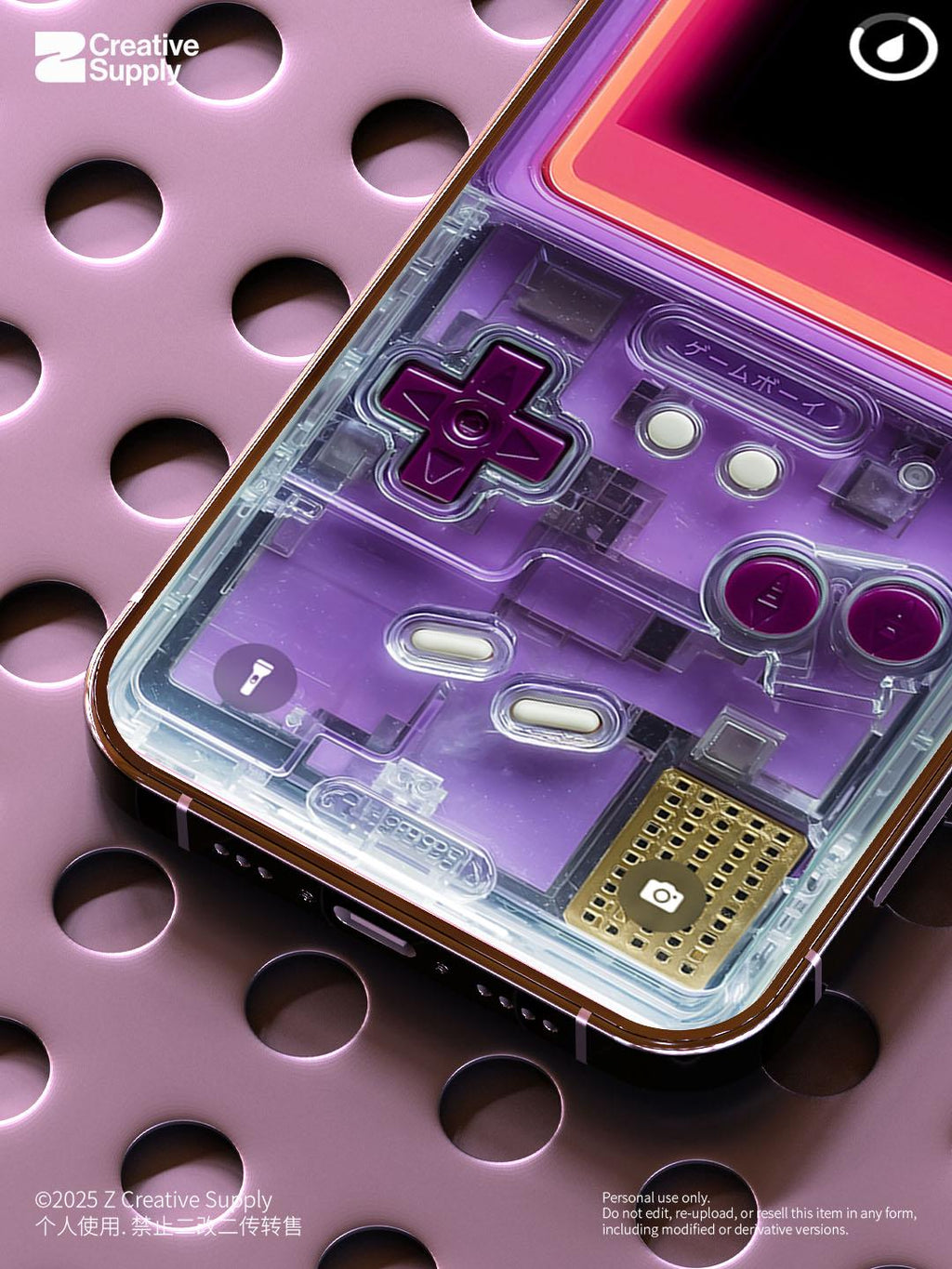 Purple Retro Transparent Game console Wallpaper Realistic Transparent gaming device Lock Screen Digital Art Pastel Y2k aesthetics Background