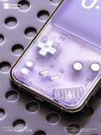 Purple Retro Gameboy Phone Wallpaper, Transparent Realistic game console circuit board Digital Art for Lock screen, Pastel y2k aesthetics