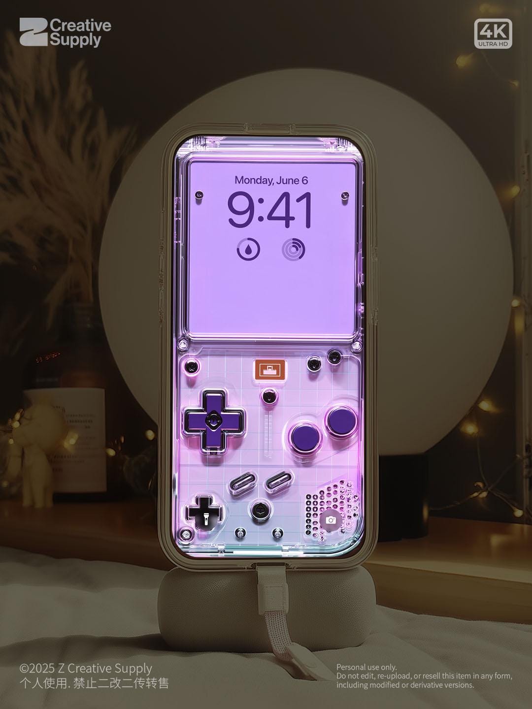 Purple Retro game console iPhone Wallpaper Transparent gaming device Digital Art lock screen  Pastel cute nostalgic gamer aesthetics