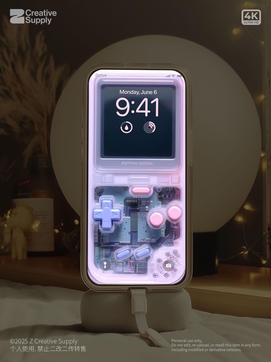 Pastel Pink Purple retro Gameboy Phone Wallpaper Ultra-Realistic Transparent Y2k Digital Art for Phone screen | Cute girly gamer aesthetics