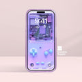 Purple Retro game console Wallpaper Realistic transparent Digital Art for Phone screen Gradient Pastel cute nostalgic gamer aesthetics