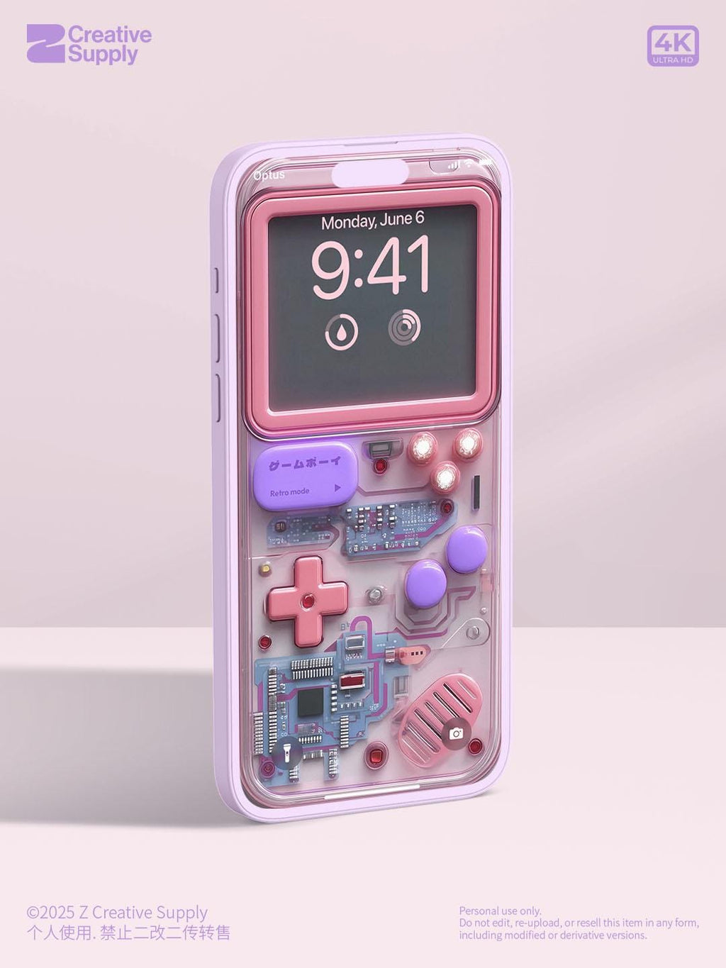 Pastel Gameboy Phone Wallpaper: Retro Circuit Board Art (Digital Download)