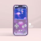 Purple Jellyfish Game console Phone Wallpaper | Aquarium Aesthetic Y2K Lock Screen | Retro Aesthetic Realistic Ocean Gamer Background