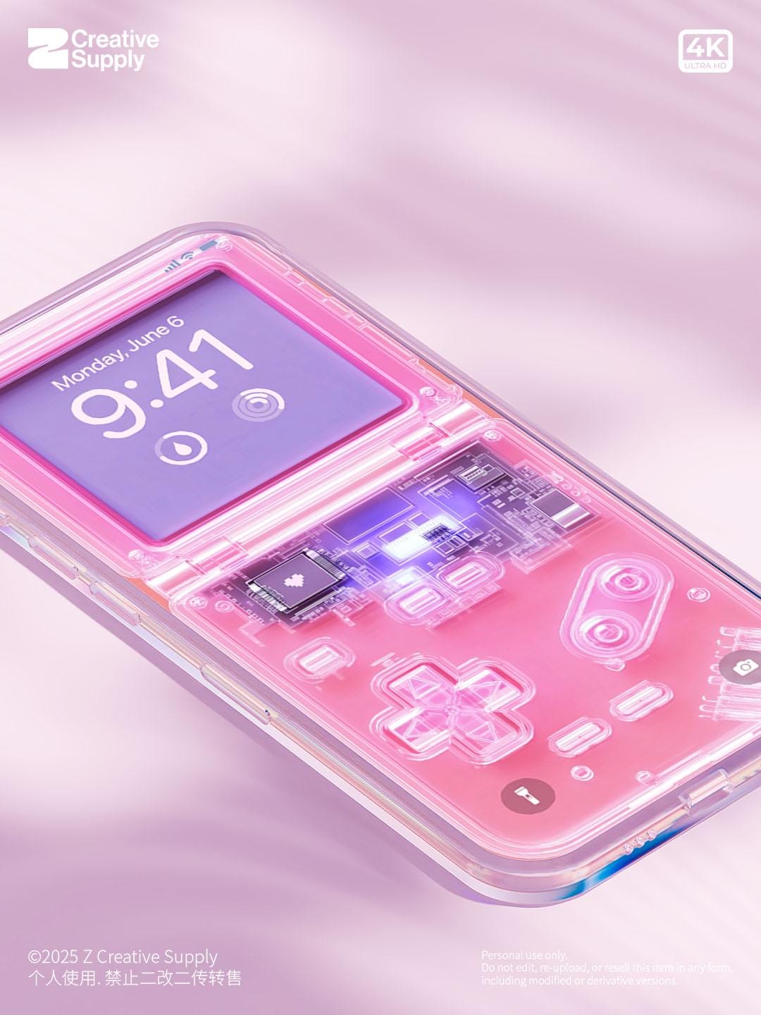Pink Retro Gameboy console Phone Wallpaper