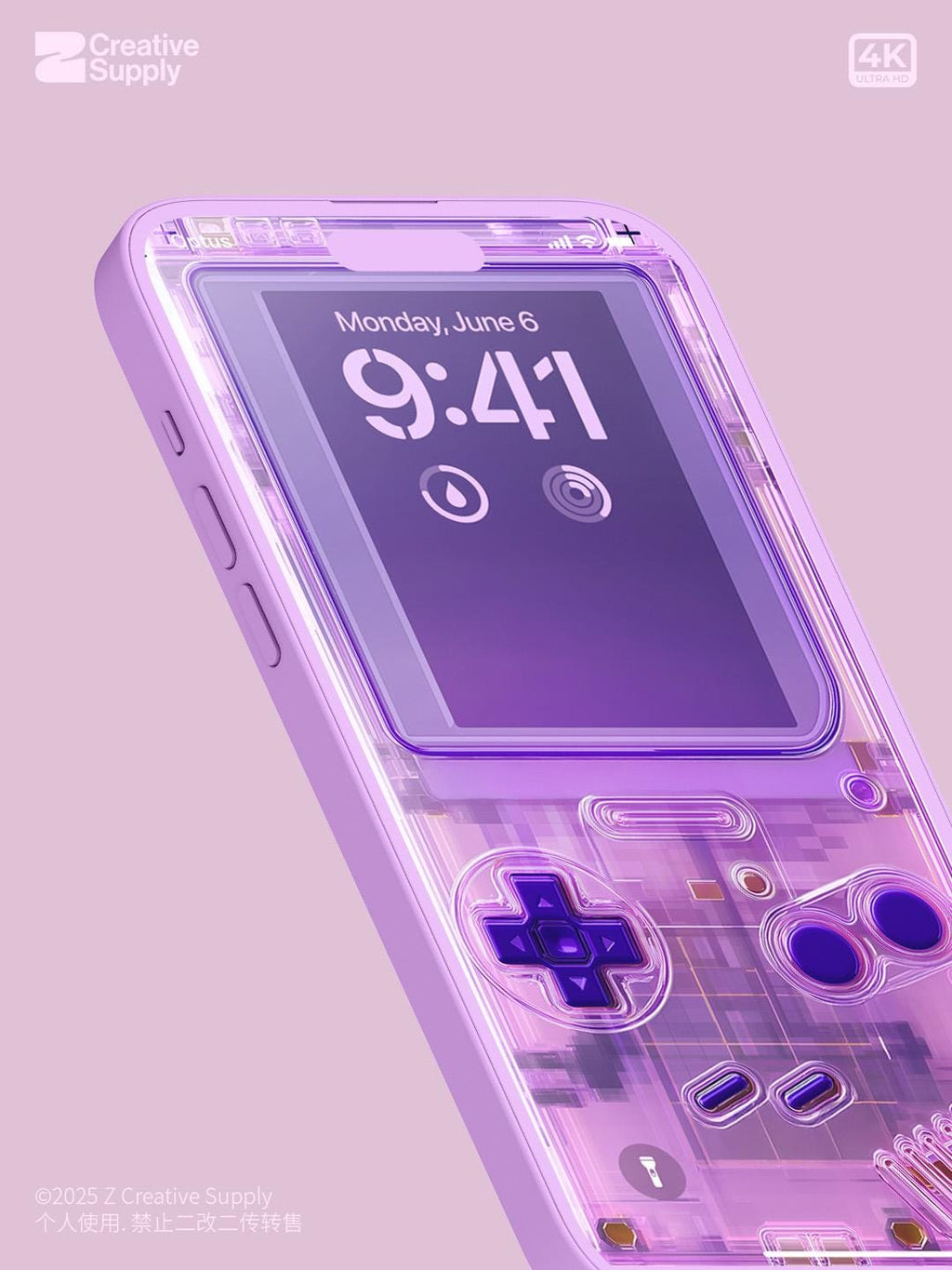 Purple Retro game console Wallpaper – Ultra-Realistic transparent Digital Art for Phone screen | Pastel  cute nostalgic gamer aesthetics