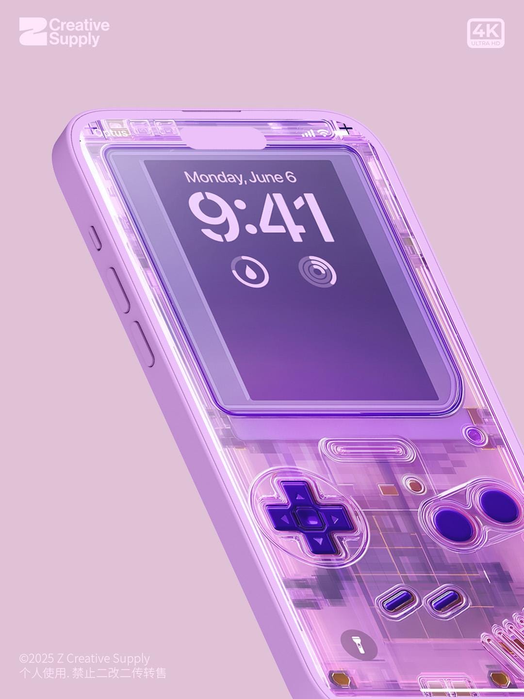 Purple Retro game console Wallpaper – Ultra-Realistic transparent Digital Art for Phone screen | Pastel  cute nostalgic gamer aesthetics