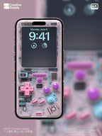 Pink purple retro Gameboy Phone Wallpaper Ultra-Realistic Transparent Y2k Digital Art for Phone screen | Pastel  gamer aesthetics