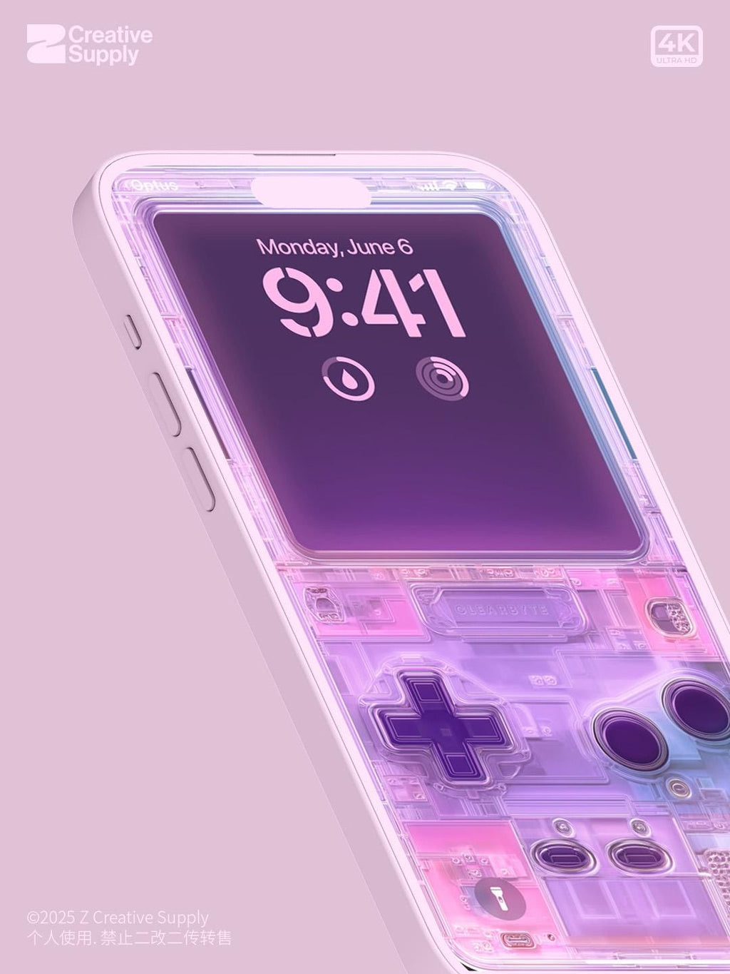 Purple Retro game console Phone Wallpaper