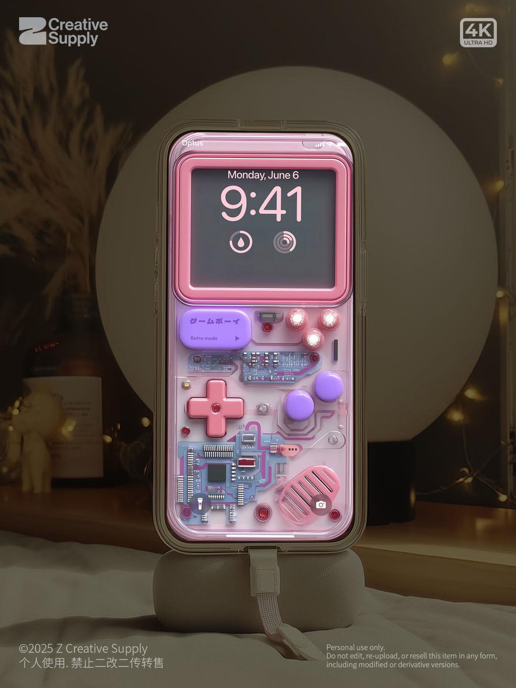 Pastel Gameboy Phone Wallpaper: Retro Circuit Board Art (Digital Download)