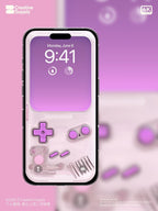 Purple Transparent Gameboy Phone Wallpaper | Minimal Y2K Retro Gamer Lock Screen | Aesthetic Pastel Digital Background